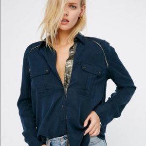 Free People blouse with gold detail